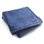 Izod Dress Blue Plush Throw, Grey/White Stripe