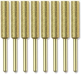 EzzDoo Bits Titanium Plated Diamond Sharpening Wheels - High Hardness 7/32 chainsaw files for Electric Chainsaw Sharpener. 8 pcs. (7/32'', 5.5mm)