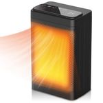 Electric Heater, 1500w Ceramic Heater with, Overheating & Tip-Over Protection, Portable Personal Electric Heater for Office Home Garage, 60°Oscillating Heater with Thermostat, 3 Modes 8H Timer