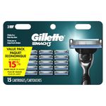 Gillette Mach3 Men's Razor Blade Refills, 15 Refills