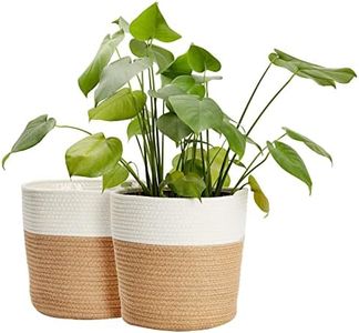 Juvale 2 Pack Decorative Jute Planter with Plastic Liner, Woven Basket for Plants, Floor, Storage (11 in)