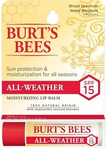 Burt's Bees All Weather SPF 15 Lip Balm, Water-Resistant Lip Moisturizer, Tint-Free, Natural Conditioning Lip Treatment, 1 Tube, 0.15 oz.