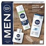 Men Feel Smooth Sensitive Shower & Shave Kit Gift Set 3 Pieces Include Men Sensitive Shower Gel, Shaving Foam and Post Shave Balm Gift For Men