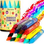 TinyGeeks 18 Colors Jumbo Crayons + Non Toxic Crayons for Toddlers 1-3 | Washable Crayons for Kids Ages 4-8 | Easy To Hold Large Crayons | Crayons For Toddlers 2-4 Years | Travel Crayons