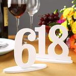 Wedding Table Numbers with Holder Base, White Wooden Numbers 1-20, Table Cards Wedding Reception for Banquets, Cafes, Restaurants, Hotels, Partie