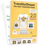 TransOurDream Upgraded Iron on Heat Transfer Paper for T Shirts (20 Sheets, 8.5x11") Iron-on Transfers Paper for Light Fabric Printable Heat Transfer Vinyl for Inkjet Printer (CA-2-20)