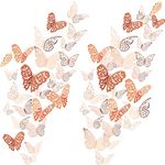 72 Pieces 3D Butterfly Wall Decals Sticker Wall Decal Decor Art Decorations Sticker Set 3 Sizes for Room Home Nursery Classroom Offices Kids Girl Boy Bedroom Bathroom Living Room Decor (Rose Gold)