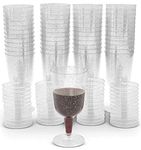 LATERN 50Pcs Silver Glitter Wine Glasses, 170ml Plastic Wine Tasting Glasses Reusable Stemmed Party Wine Cups Dessert Cups for Whiskey Champagne Beer Pudding Mousse Party (12 x 6.5cm)