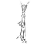 U7 Cute Cat Necklace Rhinestone Platinum Plated Chain Girls 3D Kitten Model Animal Pendants Charm Necklaces