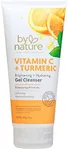 By Nature Brightening Gel Cleanser Facewash Infused with Vitamin C + Turmeric Extract - Gentle & Hydrating Cleanser Face Wash to Replenish Skin + Wash Away Dirt, Makeup & Impurities