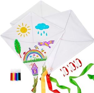 THE TWIDDLERS Paquete de 3 Diseñe Su Propio Kit de Cometas - Cometa con Forma de Diamante y 7 Bolígrafos de Acuarela | Niños Artes y Manualidades