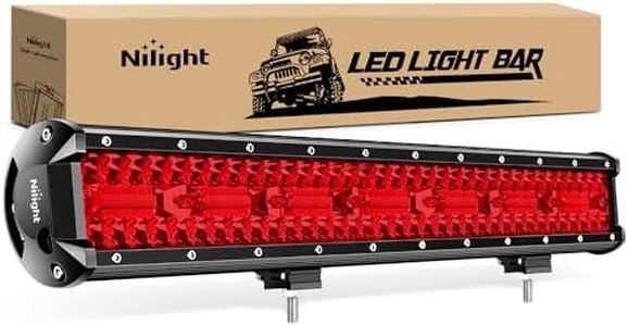 Nilight 20 Inch LED Light Bar Red Triple Row 420W Spot & Flood Combo 42000LM Driving Boat Led Off Road Lights Fishing Hunting Emergency Safety Lights for UTV Pick-up Van Tractor