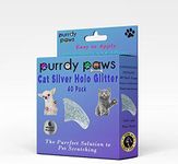 Purrdy Paws 6 Month Supply Soft Nail Caps for Cats Silver Holographic Glitter Kitten - Extra Adhesives