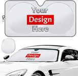 Personalized Windshield Sun Shade, 64"×33.5" Custom Sun Visor Customized Image Or Text, Car Windshield Shades UV Protection Foldable for Most Cars SUVs Trucks