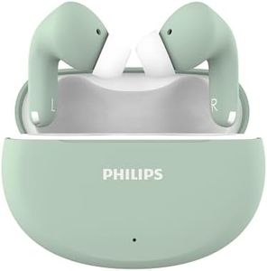 Philips TAT1269 Bluetooth Truly Wireless in Ear Earbuds with mic, 13mm Drivers, Bluetooth 5.4, 40H Playtime, IPX5, Fast Charging,Touch Controls, Voice Assistant, Mono Mode, LED Indicator(Frosty Green)