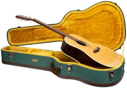 Crossrock Master Series Dreadnought Acoustic Guitar Case for Gibson J-45 / Martin D-Style | Malachite Blue Eco Tweed Fabric, Re-Engineered Shell, Leather Handle & Gold Velvet Interior(CRW720DMB)