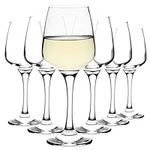 Homiu Large White Wine Glasses | Set of 6 | 330 ML | Crystal Wine Drinking Glass | Florence Collection | Party Wedding Gift Cocktail | Home Restaurants Kitchen Glassware | Dishwasher Safe