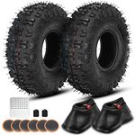 GREHUA 4.10/3.50-4 4.10-4 410-4" Inch Tire and Inner Tube for Hand Trucks Lawn Mowers Dollies Wheelbarrow Garden Rototiller Wagons Yard Trailers Trolley Generators Snow Blowers Go Cart Kid ATV 2 Set