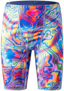 Eteoepo Boys Swim Jammers - Youth Kids Competitive Swim Team Suit Athletic Swimming Shorts Swimsuit UPF 50+(Purple/Curve,XL)