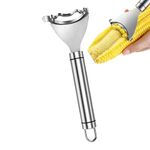 Stainless Steel Corn Peeler & Thresher Ergonomic Handle Manual Kernel Remover Tool for Fresh Cooked Roasted Corn Silver (Pack of 1)