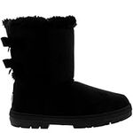 Holly Womens Twin Bow Tall Classic Waterproof Winter Rain Snow Boots - Black - 8-41 - AEA0234