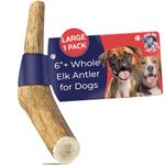 Doggie Dealz Premium Elk Antlers for Dogs by All Natural Antler Dog Chew for Large Dogs Organic, Healthy & Long Lasting Dog Treat Wild Sourced in the Usa (Whole, Large 6"-9")