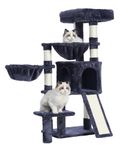 Gitelsnour Cat Tree, Cat Tower with condo, 2 Baskets, Large Platform, Scratch Board, Cat Scratching Posts for Indoor Cats, Smoky Gray GCT003SG