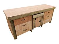 Arbor Garden Solutions Wooden Work Bench With Drawers and Functional Lockable Cupboard - 18mm Eucalyptus Top (8ft)