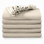 Bare Home 5-Pack Fitted Bottom Sheets Twin Extra Long - Premium 1800 Ultra-Soft Wrinkle Resistant Microfiber - Hypoallergenic - Deep Pocket (Twin XL, Sand)