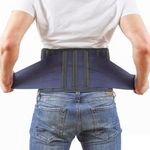 AVESTON Back Support Lower Back Brace for Back Pain Relief - Thin Breathable Rigid 6 ribs Adjustable Lumbar Support Belt for Men/Women Keeps Your Spine Straight – Medium for Circumference 32-37" Belly