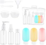 11 Piece Silicone Travel Bottle Set, Travel Bottles for Filling Toiletries, Leak-Proof, Refillable, TSA Approved, Empty Cosmetics, Travel Set, Travel Size Container for Shampoo, Lotion, Conditioner,