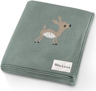 Bleu La La Soft Baby Swaddle Receiving Blanket - 100% Cotton Knit Soft Cozy Receiving Swaddling Crib Stroller Quilt Blanket for Shower Gift Registry for Newborns, Infants, Toddlers (Deer - Sage)