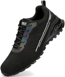 SKOKOD Steel Toe Shoes for Men Composite Work Shoes Comfortable Puncture Proof Lightweight Indestructible Sneakers（Black-1 Size 13 Wide）