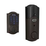 SCHLAGE BE469ZP CAM 716 Connect Smart Deadbolt with Alarm with Camelot Trim in Aged Bronze, Z-Wave Plus Enabled