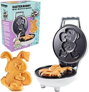 Easter Bunny Mini Waffle Maker - Make Holiday Breakfast Special for Kids & Adults w Cute Bunny Waffles or Pancakes- Individual 4 Inch Waffler Iron, Fun Easter Basket Stuffer or Egg Hunt Surprise Gift