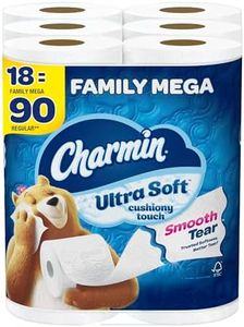 Charmin Ultra Soft Cushiony Touch Toilet Paper, 18 Family Mega Rolls (Equal to 90 Regular Rolls)