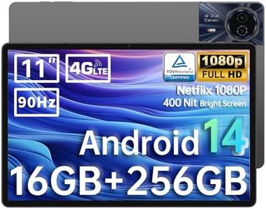 TECLAST T50 Plus 11 Inch Tablet, FHD 90 Hz Screen Gaming Tablet, 2.2GHz CPU Android 14 Tablet, 16(6+10) GB+256GB, Tablets with Sim Card Slot, Widevine L1, TÜV, 8000mAh, 2.4G/5G WiFi, 8+13MP - Metal