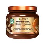 Garnier Whole Blends Honey Treasures Hair Mask for Damaged Hair, 50% Less Hair Cracks, 10x Less Breakage, 2x Less Split Ends, 1-Minute Application, 340ml