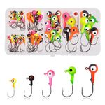Fishing Jig Head Hooks Set, 60pcs Fishing Lures Jig Head Bait Assorted Round Head Jig Hooks for Soft Worm Shrimp Lures Freshwater Saltwater Fishing Tackle Kit