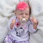 BABESIDE Realistic Reborn Baby Doll - Newborn Baby Girl Handmade With Sleeping Eyes - Soft Vinyl Lifelike Doll with Hand-Drawn Hair