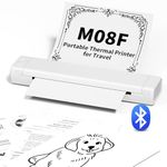 Odaro M08F Portable Inkless Printer - A4 Thermal Printer, Buletooth Printer Compatible with iOS, Android Phone & Laptop，Wireless Printer for Home, Office, Tattoo Stencils, School, White