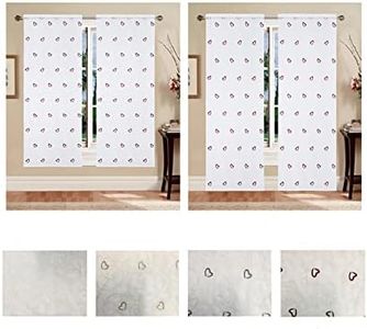 Home Tresor - Coppia Tende a Vetro | Tende per Interni Cucina, Cameretta, Soggiorno | Mod. Kiretta B3 Semitrasparente Base Bianca (140x290 cm, Cuori Bianchi)