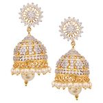 Swasti Jewels American Diamond CZ Fashion Jewellery Traditional Ethnic Pearls Jhumka Earrings for Women