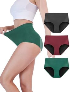 TIICHOO Period Underwear for Women Heavy Flow Extra High Waisted Period Panties Soft Menstrual Leakproof Underwear(Large, Dark Green/Burgundy/Grey)