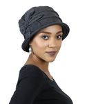 Fleece Flower Cloche Hat for Women Cancer Headwear Chemo Ladies Head Coverings, Grey, Medium