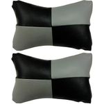 AutokraftZ Grey Universal Neck Rest Pillow Faux Leather Material in Check Design for All Cars_270