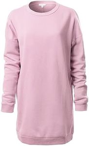 MixMatchy Women's Casual Oversized Crew Neck Fleece Pullover Sweatshirts Tunic Fall Outfits 2023 Y2K Winter Clothes, Lilac, Medium-Large