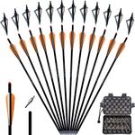 20 22 Inch Crossbow Bolts and Crossbow Broadheads Set Carbon Crossbow Arrows for Hunting and Outdoor Practice, 12pcs Orange Arrows 12pcs Broadheads(24 Pack) (20)