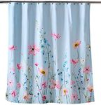 Maison d' Hermine Shower Curtain 100% Cotton Washable Curtains 1 Panel Easy Hanging with 12 Button Holes for Bathroom, Delphinium (70 Inch x 72 Inch)