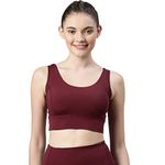 Enamor E117 Dry Fit Antimicrobial High-Impact Longline Sports Bra for Women with Removable Pads(E117_Reddish Brown_L)